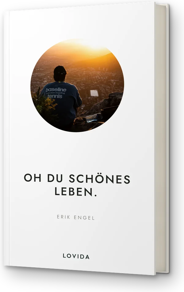 Buch im Design Elsa: weiß, rundes Foto, Titel in Großbuchstaben